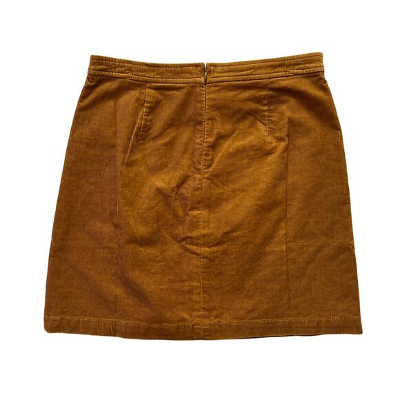 J Crew Factory Brown Corduroy A Line Mini Skirt Buttons 6 NWT Preppy Casual - Picture 2 of 4